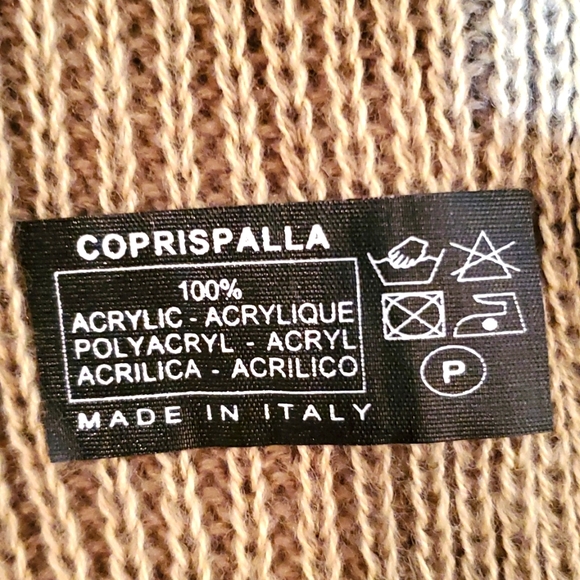 COPRISPALLA BROWN ACRYLIC KNITTED SHAW MADE IN ITALY - BEAUTIFUL! - Picture 3 of 3